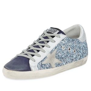 (SIZE 7) GOLDEN GOOSE NAVY/SILVER SNEAKER